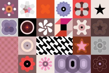 Selbstklebende Fototapeten Abstract seamless background with different coloured patterns and geometric shapes. Each one of the design element created on a separate layer and can be used as a standalone image. ©  danjazzia