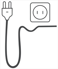 plug socket icon, cord. Vector graphics