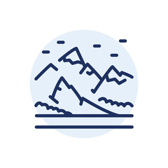 Rocks land black line icon. Nature landscape. Pictogram for web page.