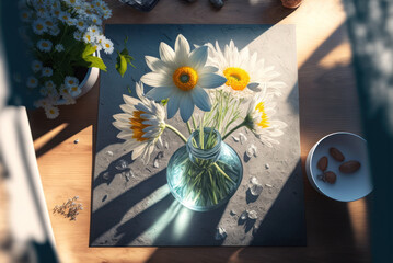 Bouquet of spring flowers in vase, generative ai