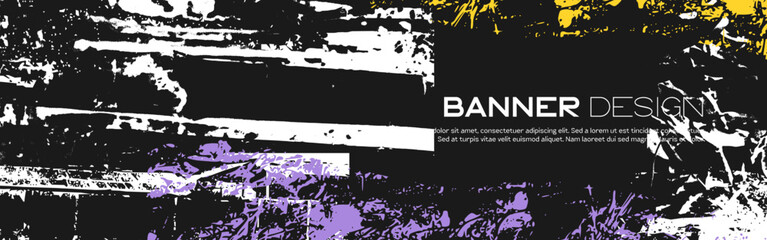 Grunge texture banner design on dark background