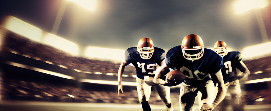 3D render of American football player, athlete sportsman on abstract background.