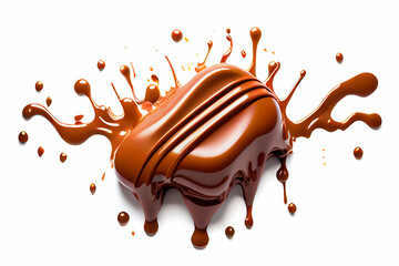 Chocolate splatter isolated on white background. Sweet food advertising element.