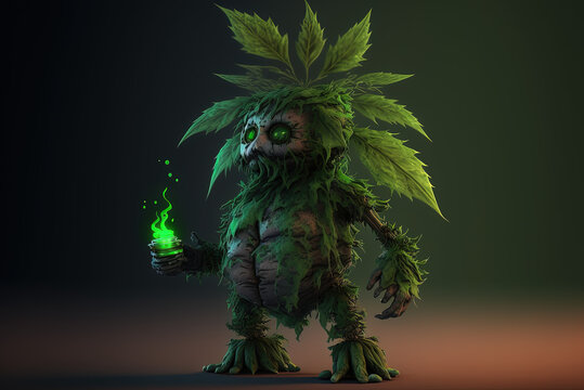Marijuana Cannabis Character Cartoon Style. Generative AI.