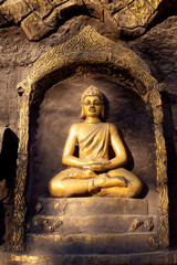 Bronze Buddha, eastern religion and culture. Peaceful, meditation