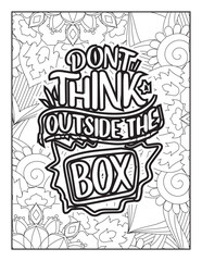 Affirmative quotes coloring page. Positive quotes. Good vibes. Coloring book for adults. Typography design. Hand drawn with inspiration word. Coloring for adult and kids. Quotes. Quotes Coloring. 