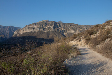 La Huasteca National Park, Monterrey, Nuevo León, Mexico View of the Park, blue sky and rocky mountains