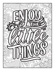 Affirmative quotes coloring page. Positive quotes. Good vibes. Coloring book for adults. Typography design. Hand drawn with inspiration word. Coloring for adult and kids. Quotes. Quotes Coloring. 