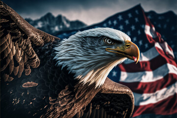 Bald Eagle, America, Memorial Day, 4th of July - obrazy, fototapety, plakaty