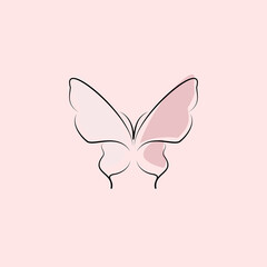 Beauty Butterfly line art logo design template