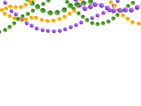 Mardi Gras decorative background with colorful traditional beads.