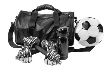 Sports bag with sports equipment