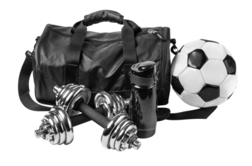 Sports bag with sports equipment