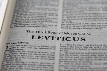 Leviticus, third book of Moses from the Bible, title page, Old Testament or Torah for Christian and Jewish religion