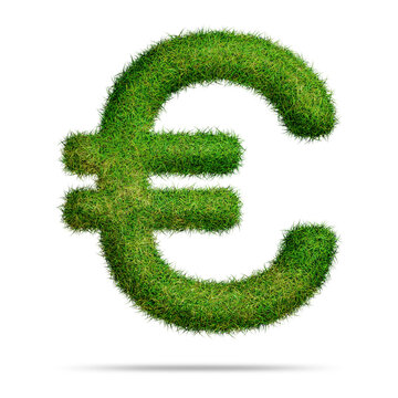 Euro symbol or icon design with green grass style
