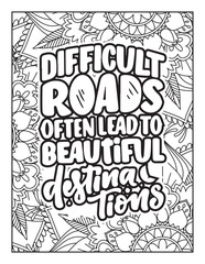 Affirmative quotes coloring page. Positive quotes. Good vibes. Coloring book for adults. Typography design. Hand drawn with inspiration word. Coloring for adult and kids. Quotes. Quotes Coloring. 