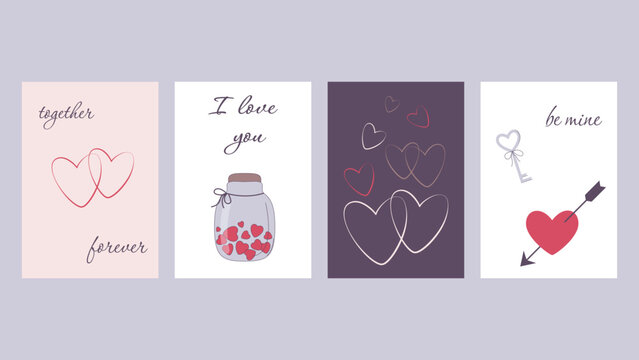 set of postcard for Valentine's Day