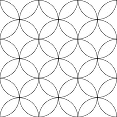 Fototapeta premium Interlocking circles White and Black pattern. Seamless background tile. Repeating geometric monochrome tiles. Concentric black circles. 