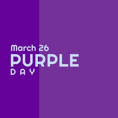 Illustrative image of 26 march and purple day text against purple background, copy space