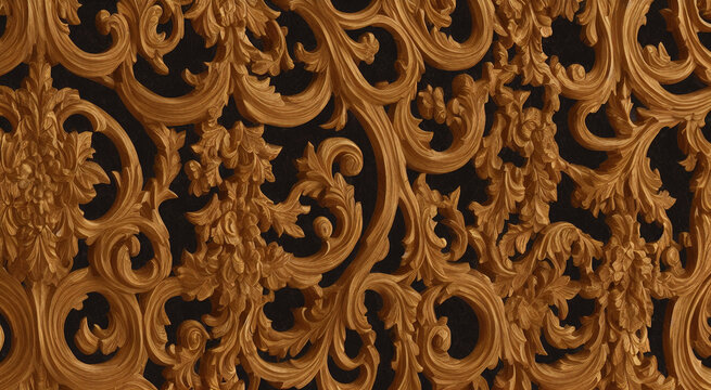 Dark and Golden - Gold wooden textures with carving and detailing	
