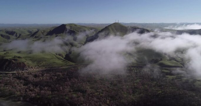 Clouds, Landscape and Nature Above the Clouds in the California. Mountain in Background. USA