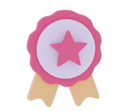3D quality guarantee medal with star and ribbon High certificate quality rating 3d graphics realistic medal icon School Education concept of academic achievement 3d rendering illustration