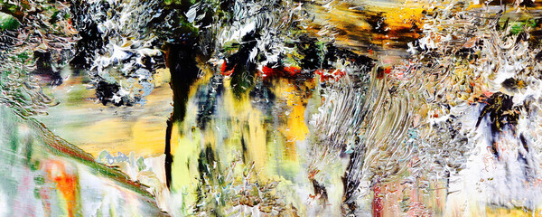 Color texture. Hand drawn oil painting on canvas. Abstract art background. Modern, contemporary art. Colorful canvas. Wall decor background	
