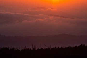sunset in the mountains