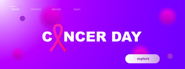 Cancer day concept, banner for web sites, on purple background