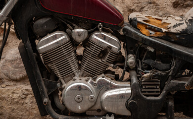 Fototapeta premium A close up of a motorcycle engine