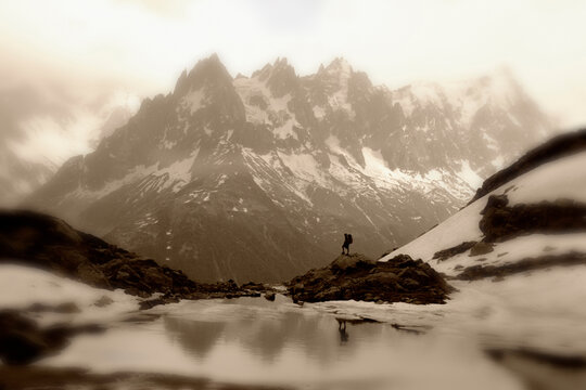 A man hiking near Chamonix France.