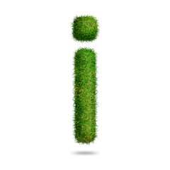 Green grass alphabet letter i for text or education concept

