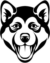 Head of dog. Shiba inu abstract character illustration. Graphic logo designs template for emblem.