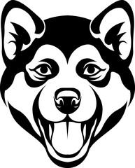 Head of dog. Shiba inu abstract character illustration. Graphic logo designs template for emblem.