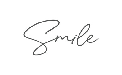 Smile handwritten brush lettering. Modern calligraphy isolated on white background.