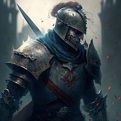 Evil knight in armour - zombie knight - dark medival