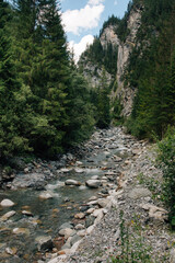 Picturesque rocky river is flowing through  gorge Z&uuml;genschlucht