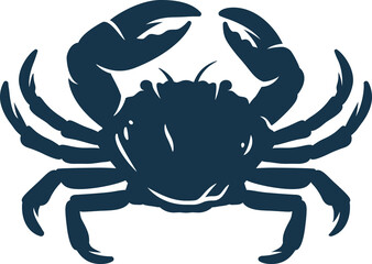 Silhouette of exotic marine underwater crab with claws for design