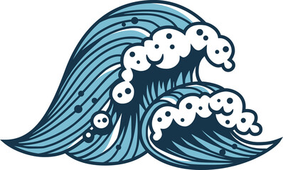 Colored sea or ocean wave with foam for marine nautical design