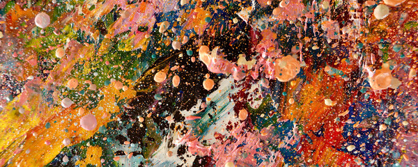 Color texture. Hand drawn oil painting on canvas. Abstract art background. Modern, contemporary art. Colorful canvas. Wall decor background	
