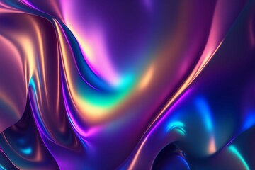 Metallic dreamy holographic background pattern, trendy iridescent rainbow unicorn texture, Modern pearlescent blurry abstract swirl illustration - obrazy, fototapety, plakaty