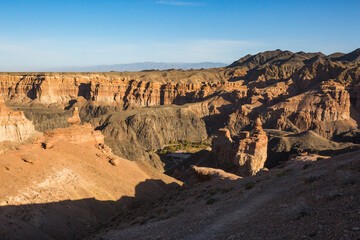 Fototapeta na wymiar Castles Valley view. Charynsky canyon rocky landscape. Kazakhstan