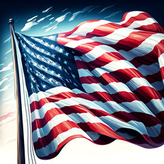 usa flag waving to the sky realistic, generate ai