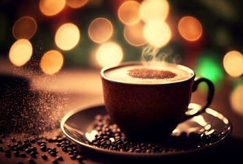 cup of coffee on the table, cappucino, ai