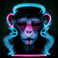 Generative AI Sci Fi Ape with Smoke Effect