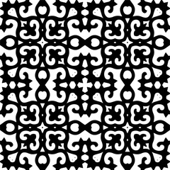 Vector pattern in geometric ornamental style. Black and white color. Simple geo all over print block for apparel textile, ladies dress, fashion garment, digital wall paper.
