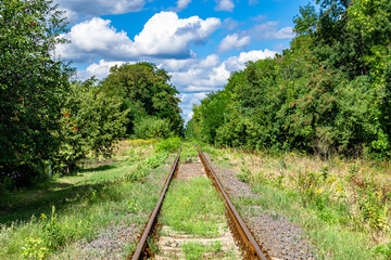 Photography to theme railway track after passing train on railroad