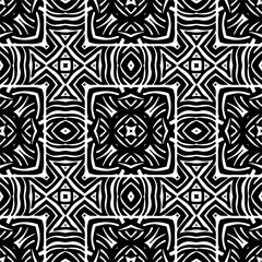 Vector pattern in geometric ornamental style. Black and white color. Simple geo all over print block for apparel textile, ladies dress, fashion garment, digital wall paper.