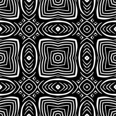 Vector pattern in geometric ornamental style. Black and white color. Simple geo all over print block for apparel textile, ladies dress, fashion garment, digital wall paper.
