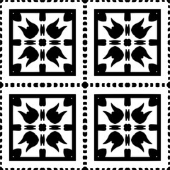 Vector pattern in geometric ornamental style. Black and white color. Simple geo all over print block for apparel textile, ladies dress, fashion garment, digital wall paper.